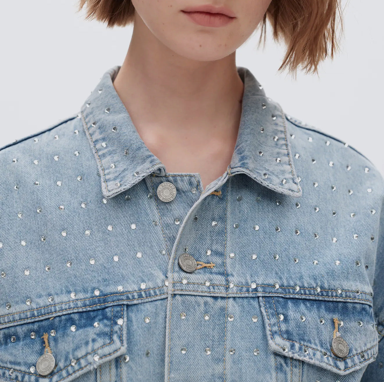 Long Sleeve Embellished Denim Jacket