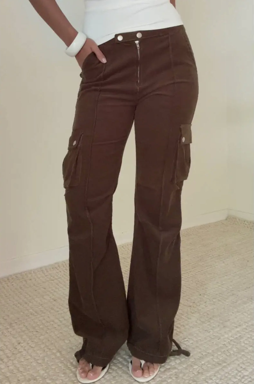Washed Corduroy Cargo Pants