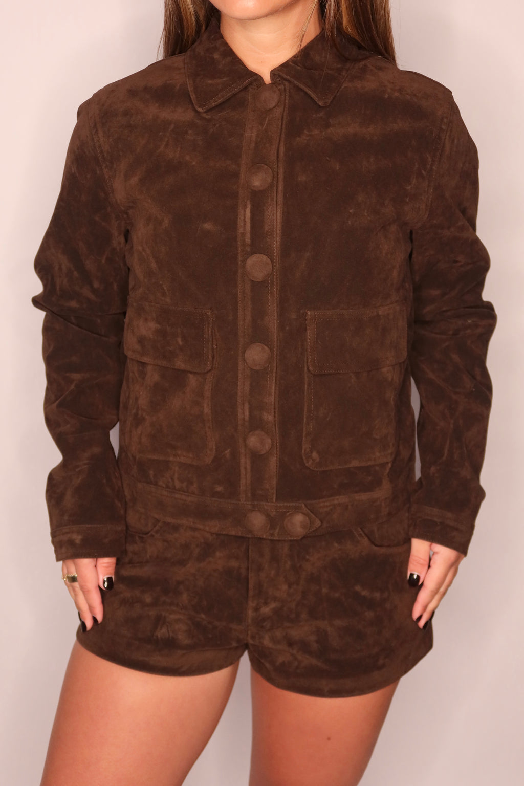 The Greta Suede Button Jacket