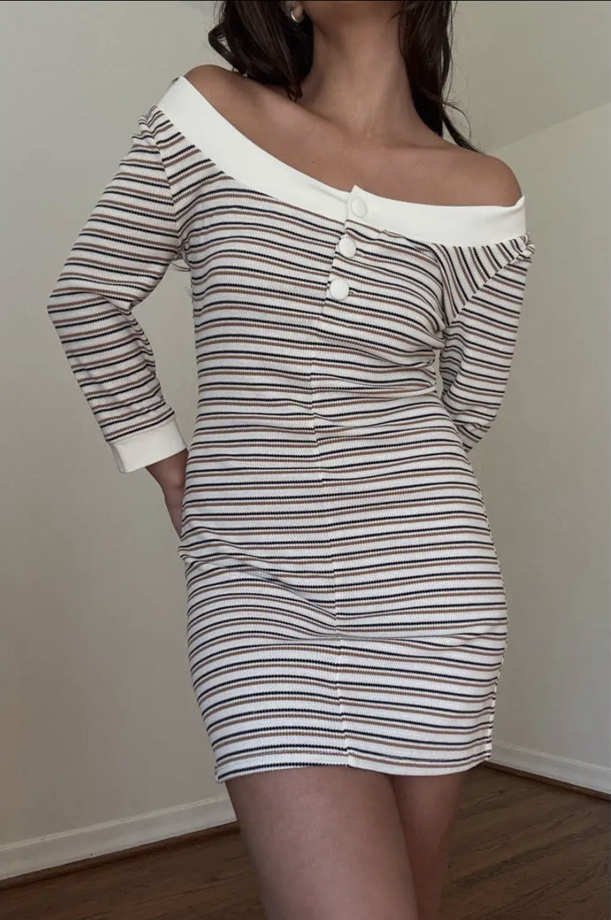Boat Neck Low Back Mini Dress