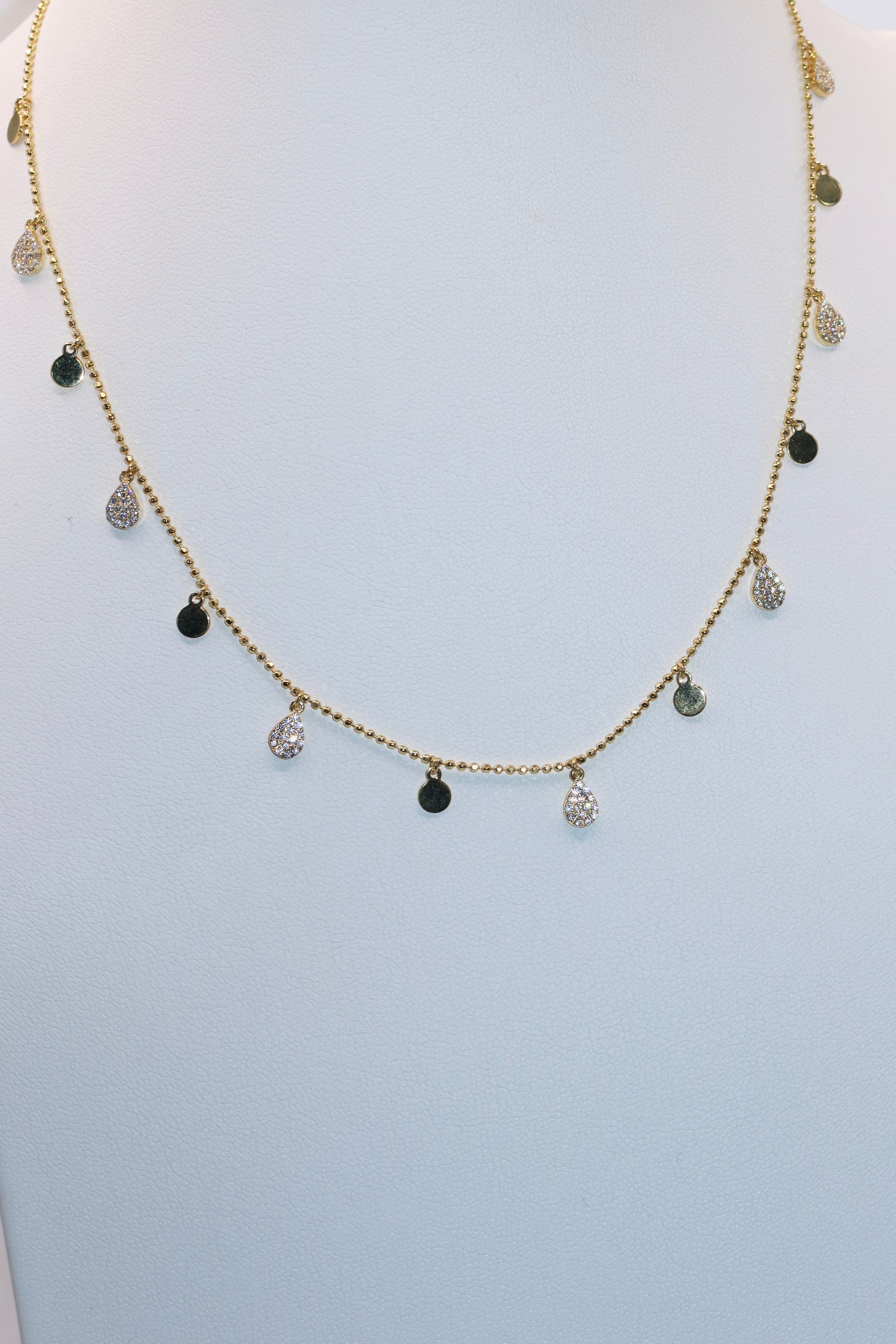 Gold Alternating CZ Drip Chain