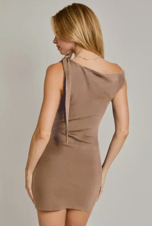 Asymmetrical Shoulder Sweater Dress