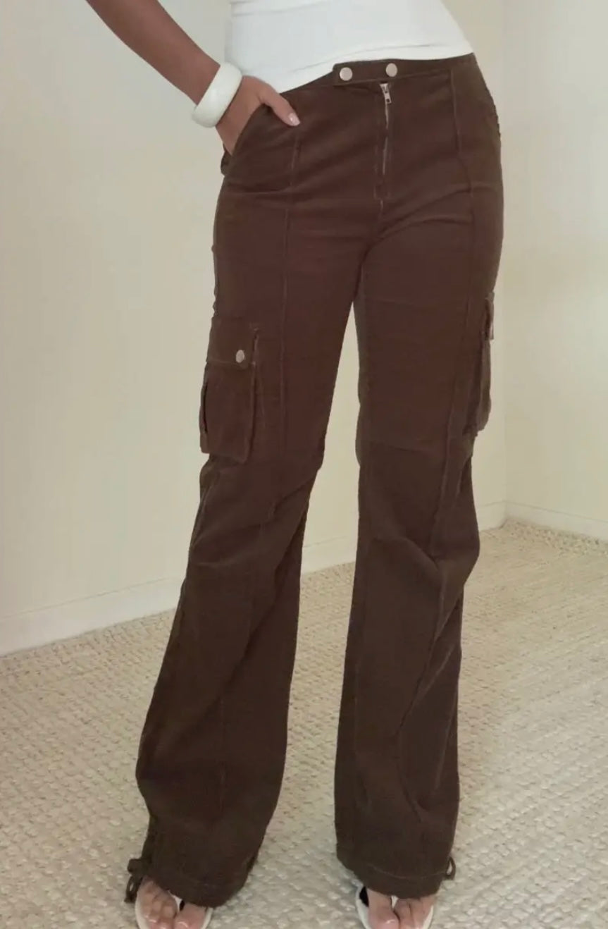 Washed Corduroy Cargo Pants