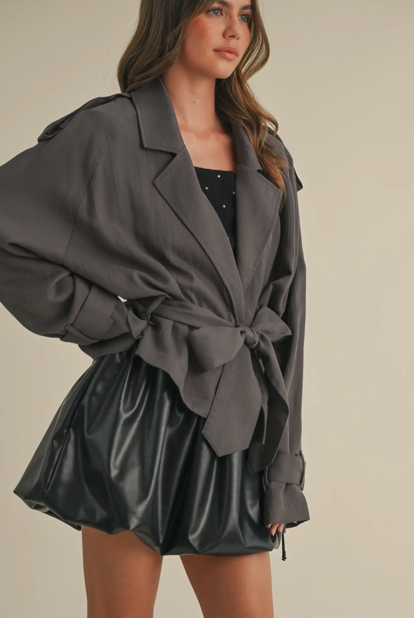 Cropped Light Weight Belted Trench