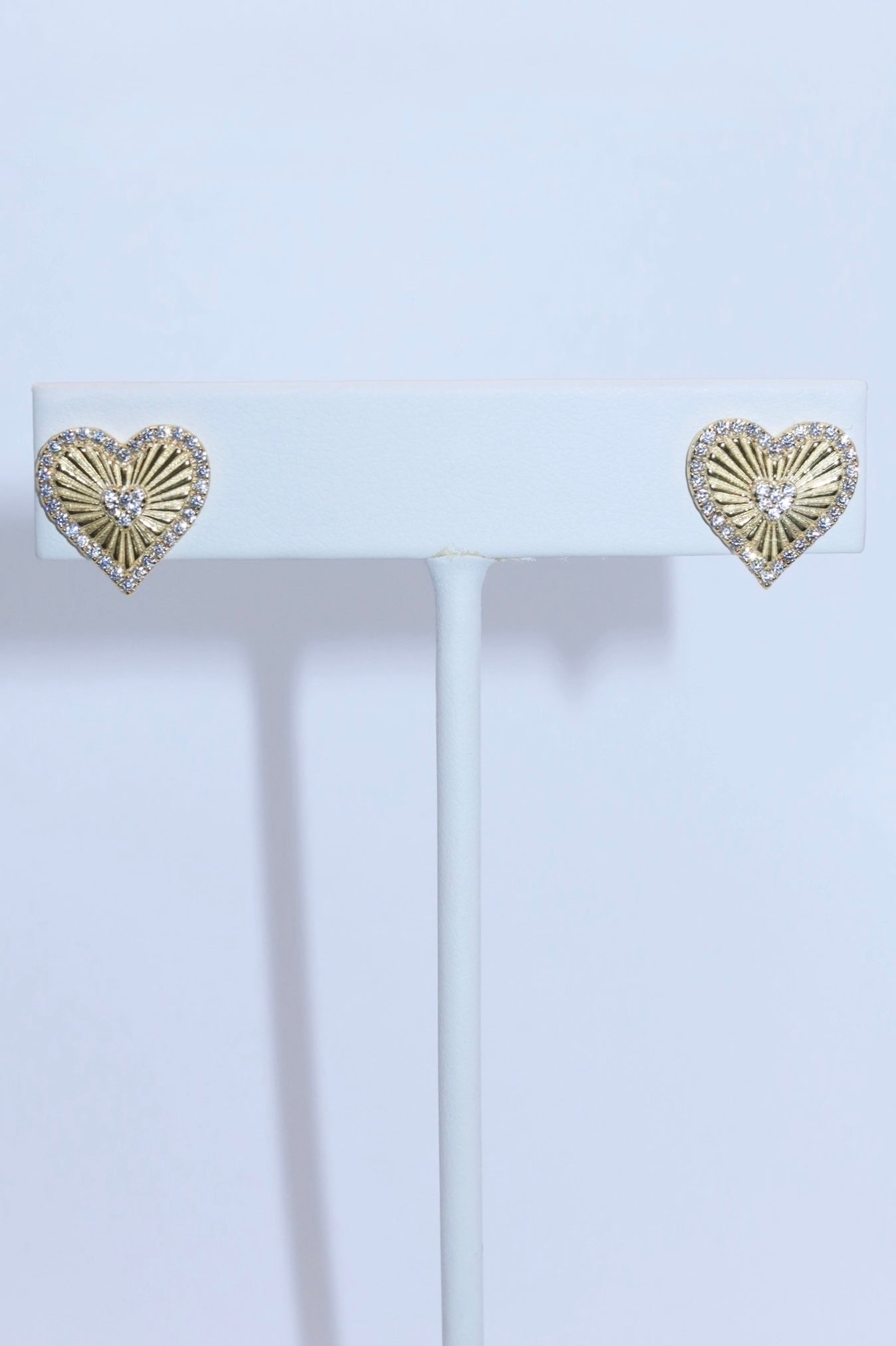 Heart of Gold CZ Studs