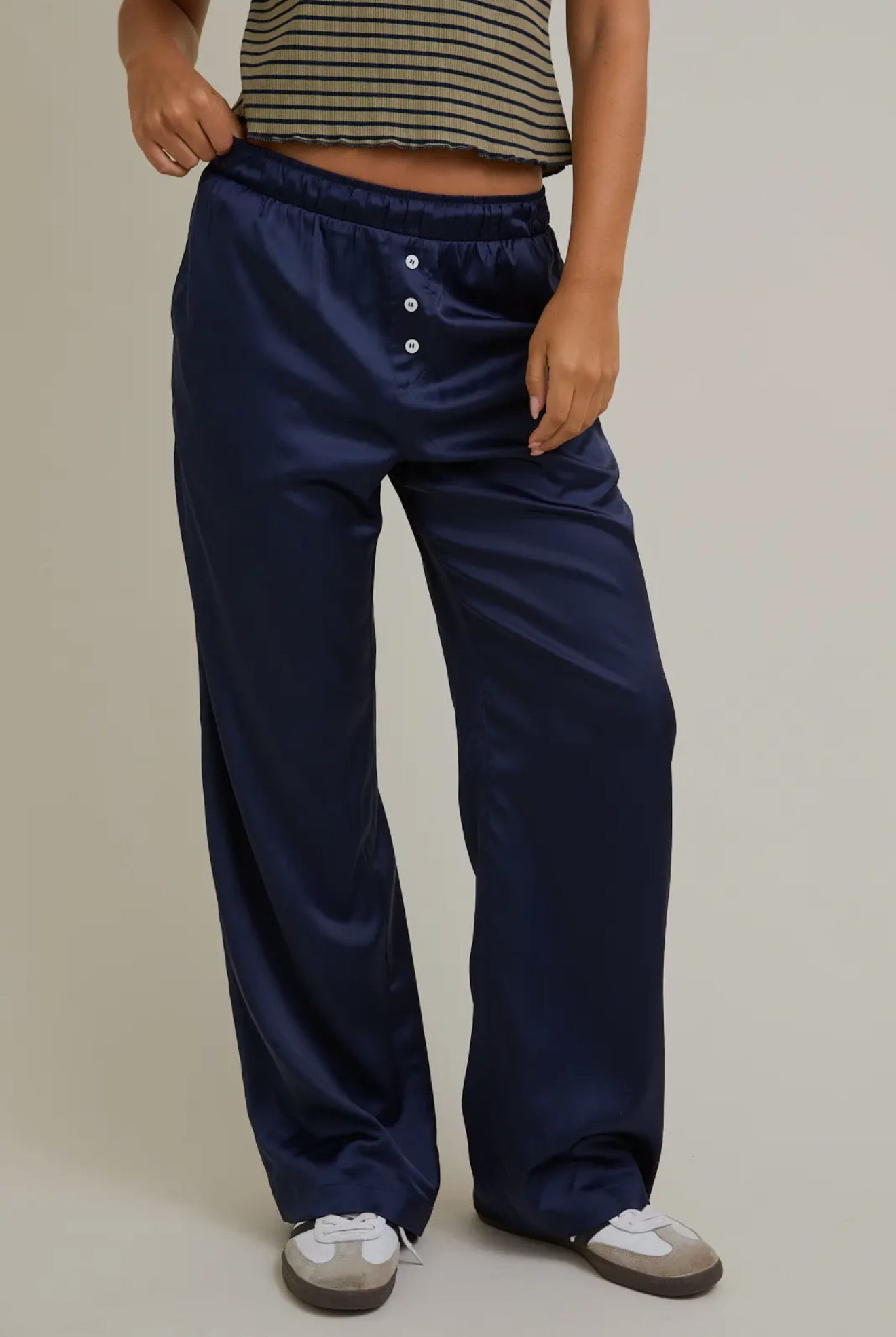 Mid-Waisted Wide Leg Satin Pants