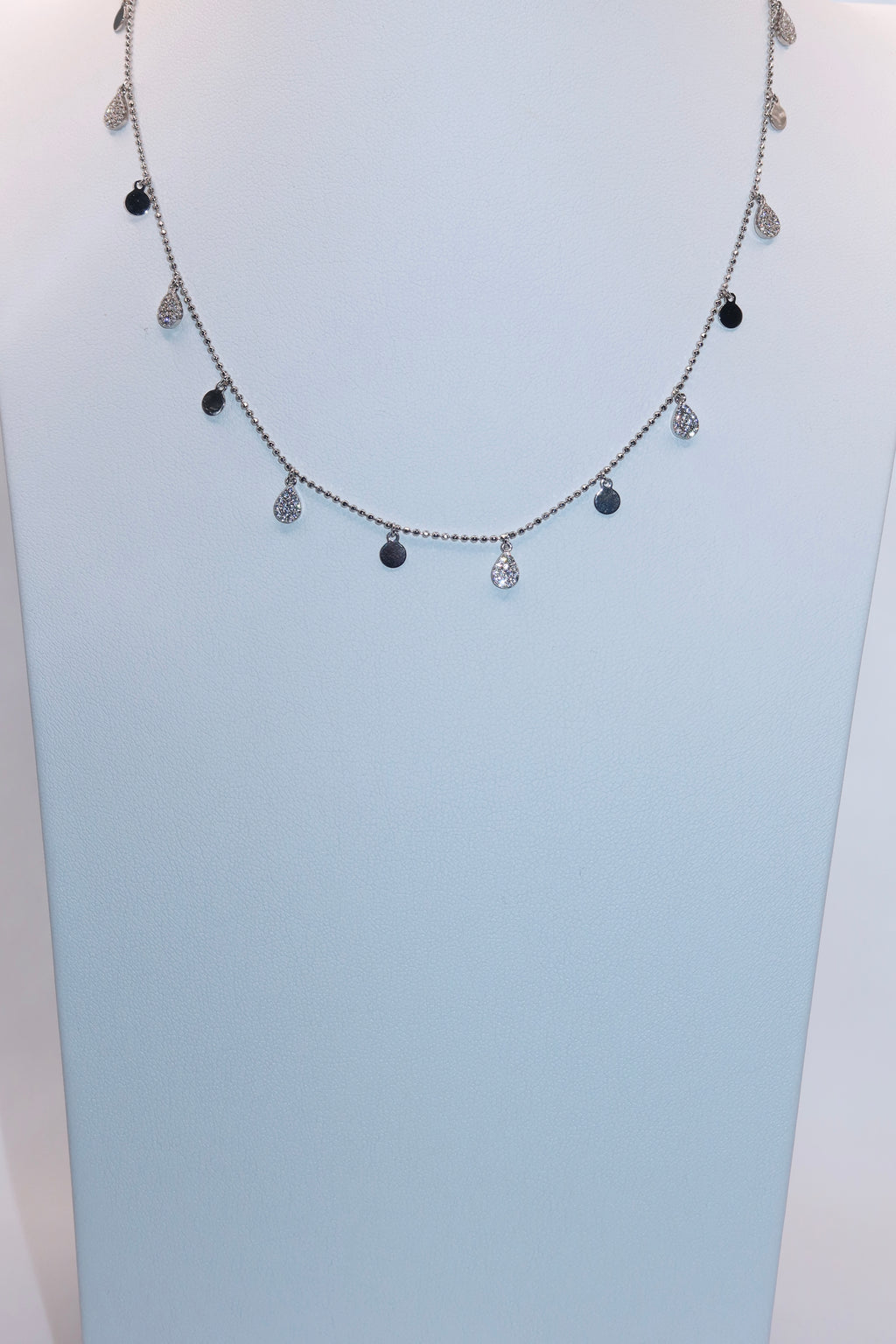 Silver Alternating CZ Drip Chain