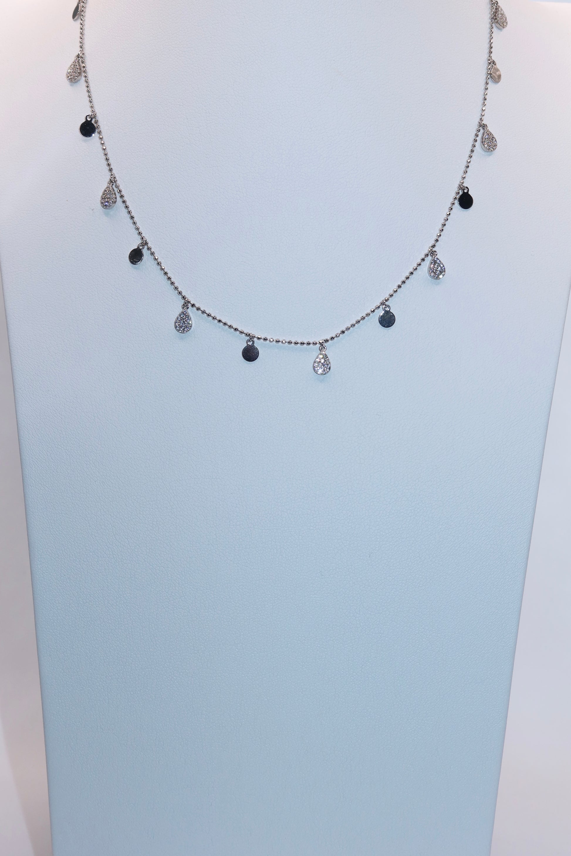 Silver Alternating CZ Drip Chain