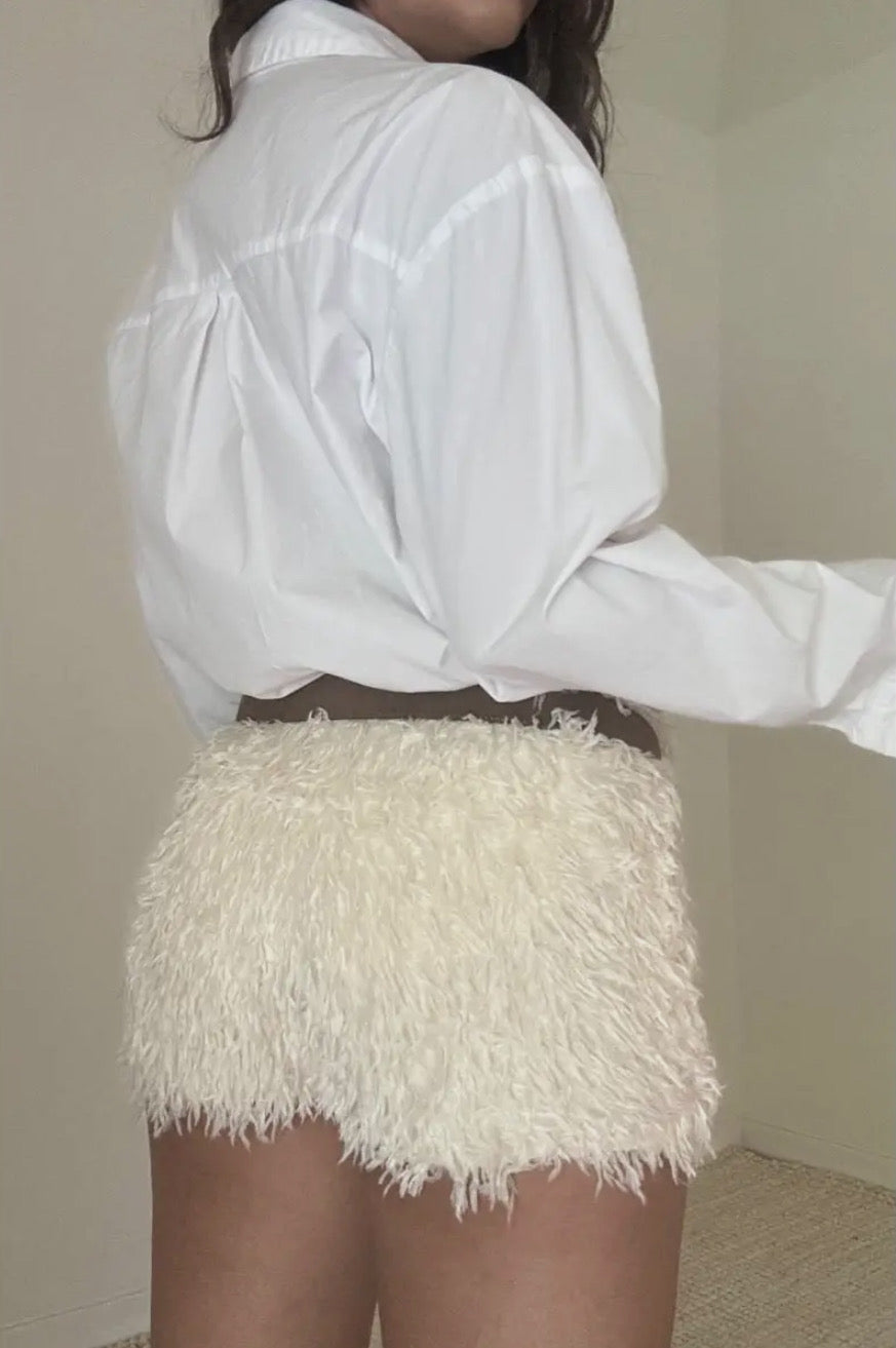 Feather Effect High Elastic Waist Shorts