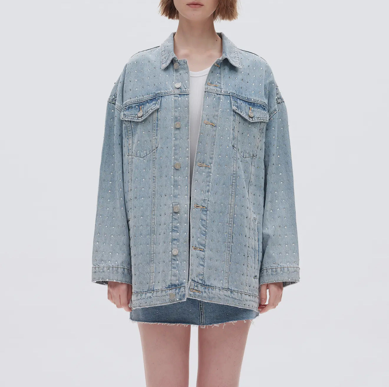 Long Sleeve Embellished Denim Jacket
