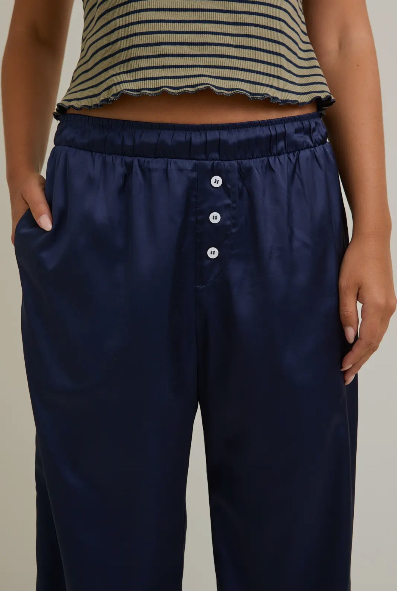 Mid-Waisted Wide Leg Satin Pants