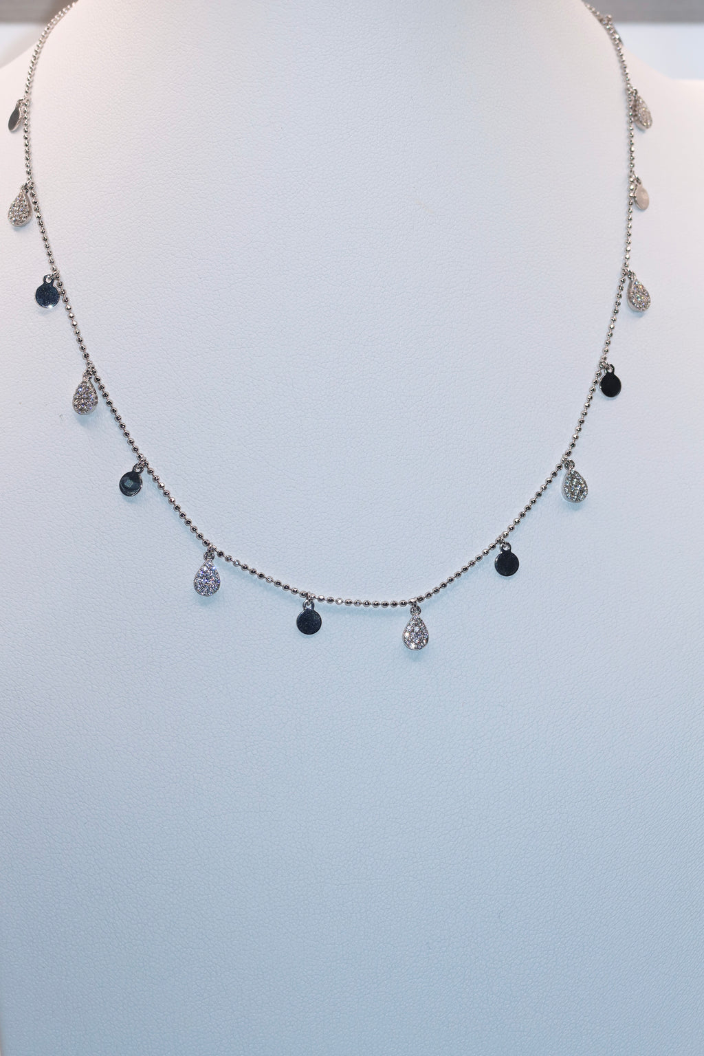 Silver Alternating CZ Drip Chain