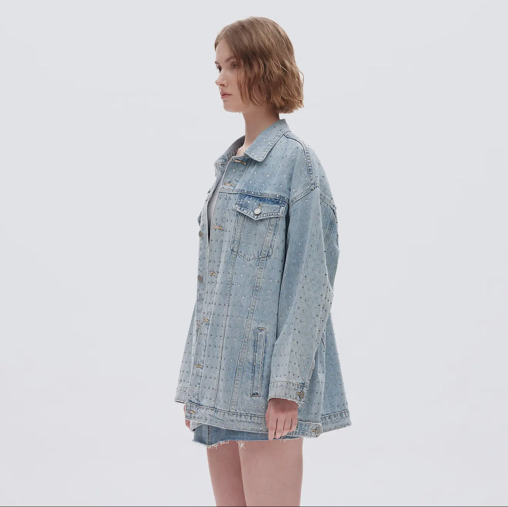 Long Sleeve Embellished Denim Jacket