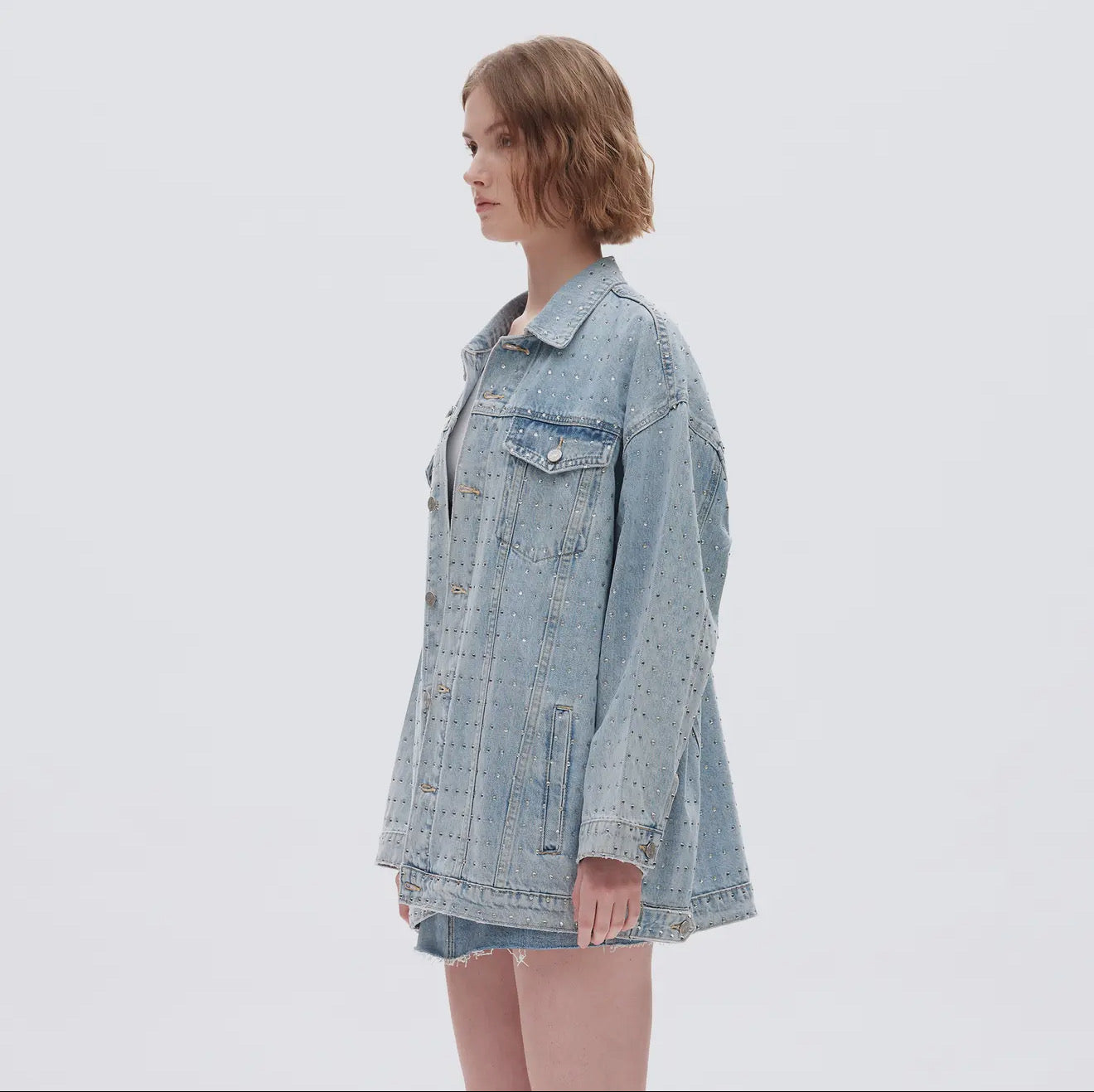 Long Sleeve Embellished Denim Jacket