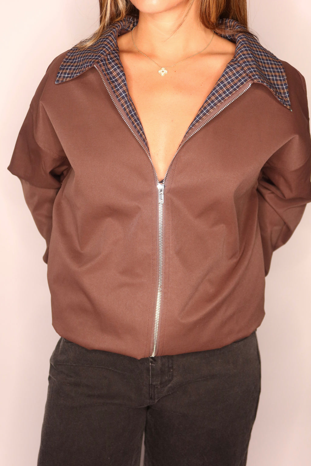 The Hudson Plaid Trim Jacket