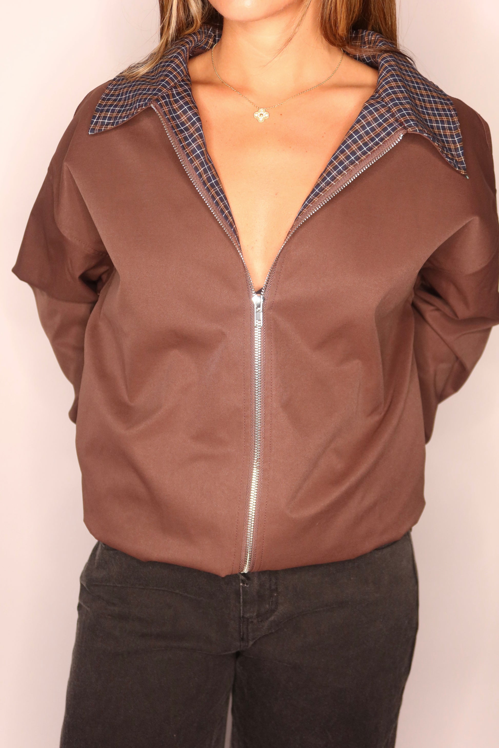 The Hudson Plaid Trim Jacket