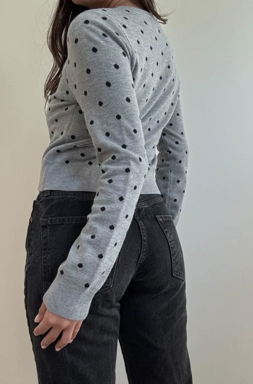 Polka Dot Knit Button Down Cardigan