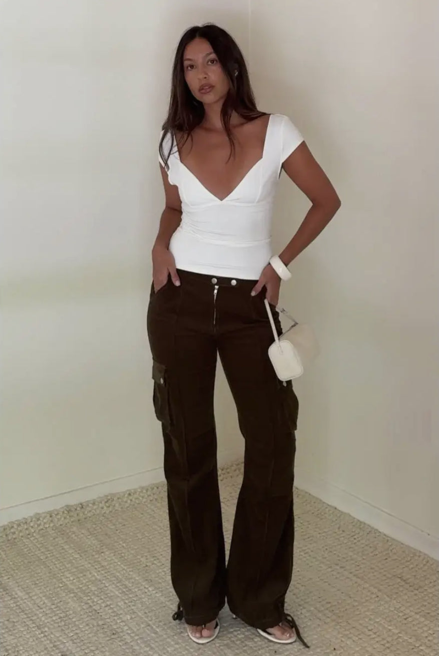 Washed Corduroy Cargo Pants