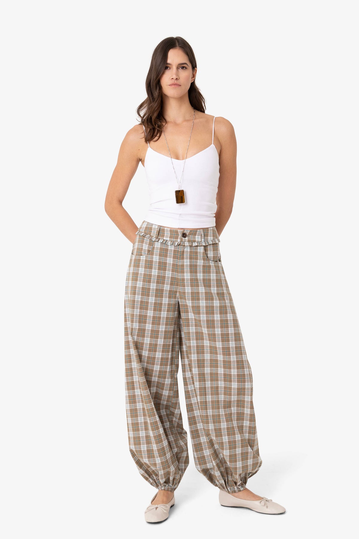 Esme Green Check Balloon Trousers