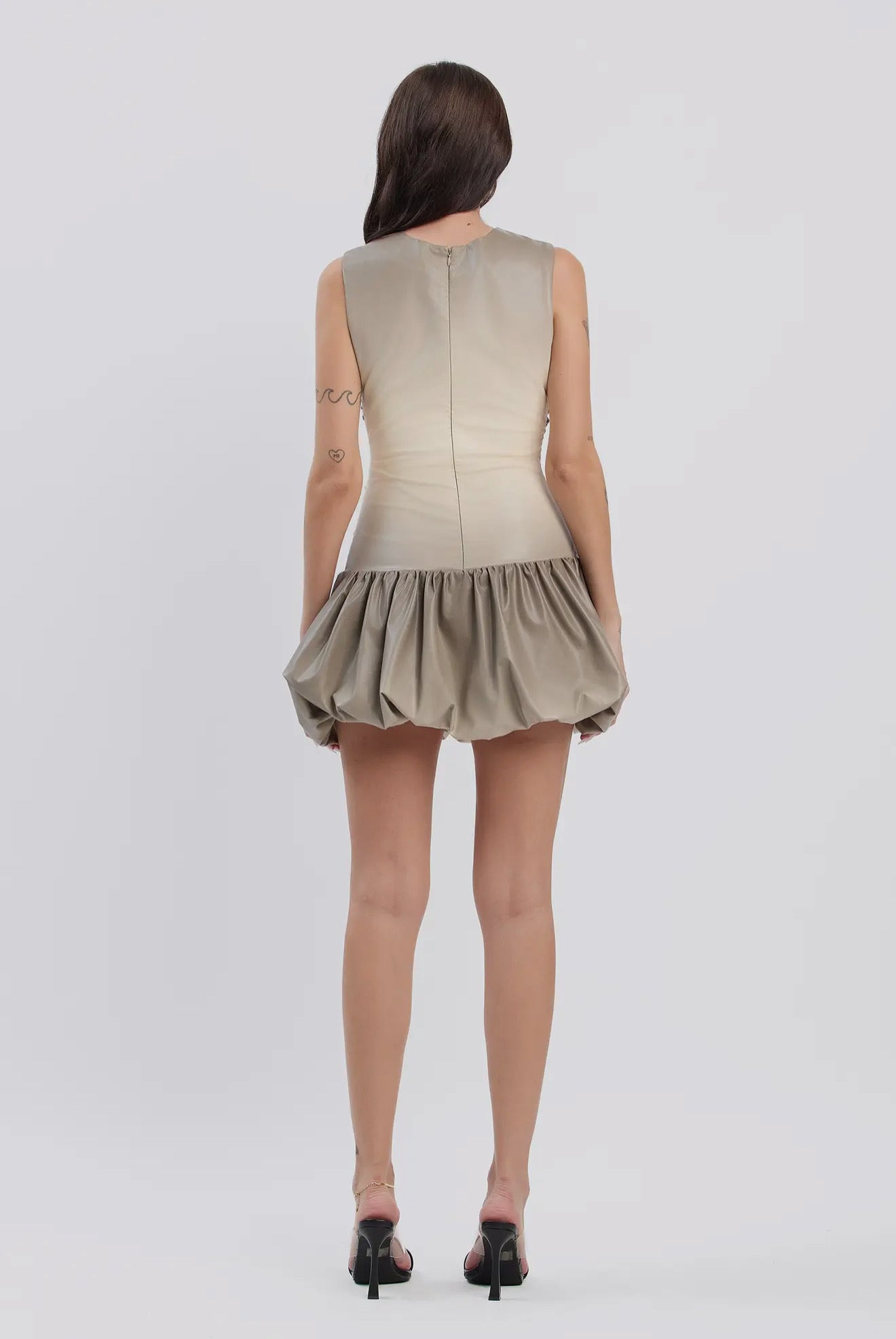 Ombre Effect Pleather Mini Bubble Dress