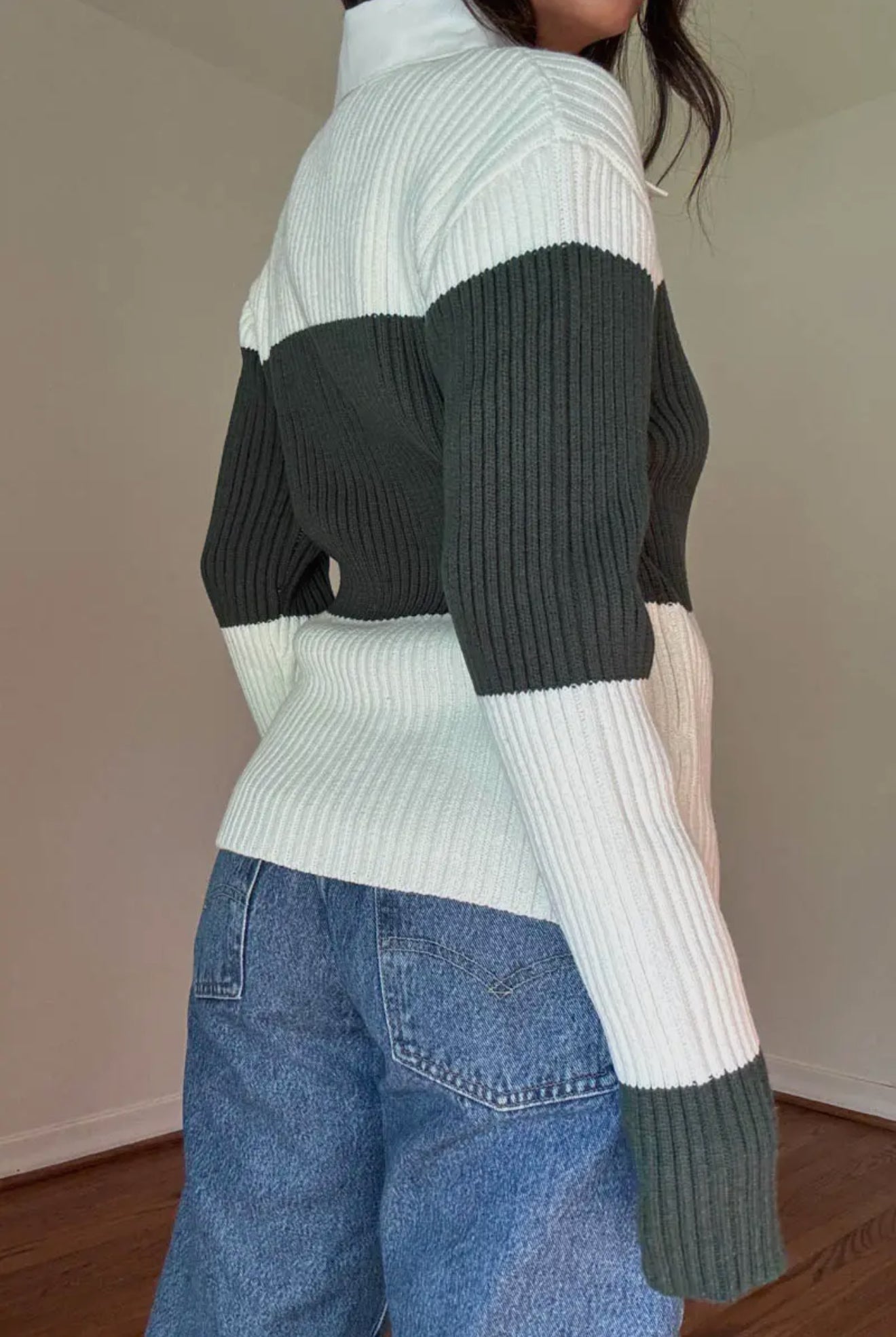 Collared Shirt Stripe Sweater