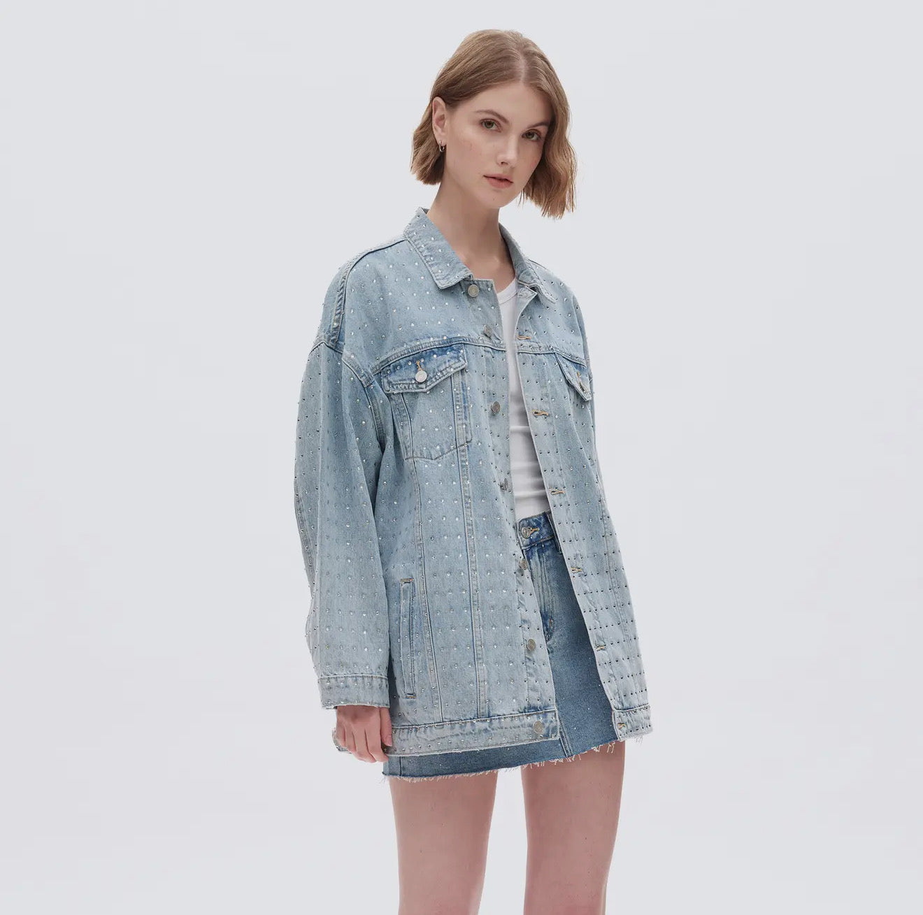 Long Sleeve Embellished Denim Jacket