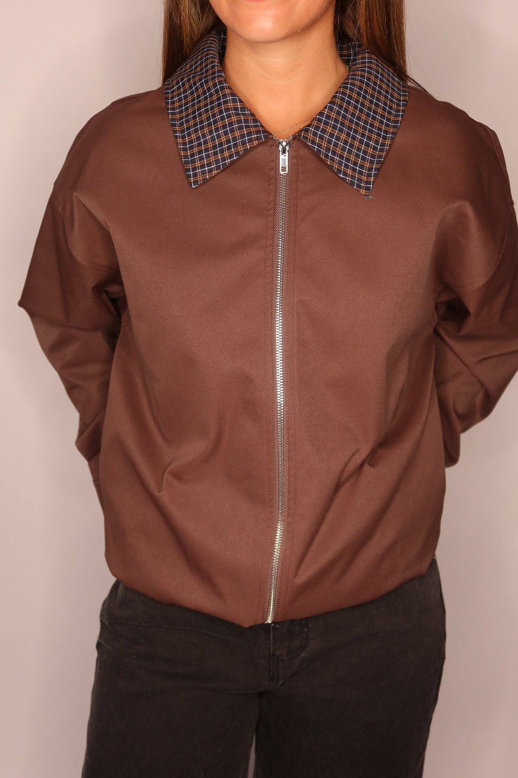 The Hudson Plaid Trim Jacket