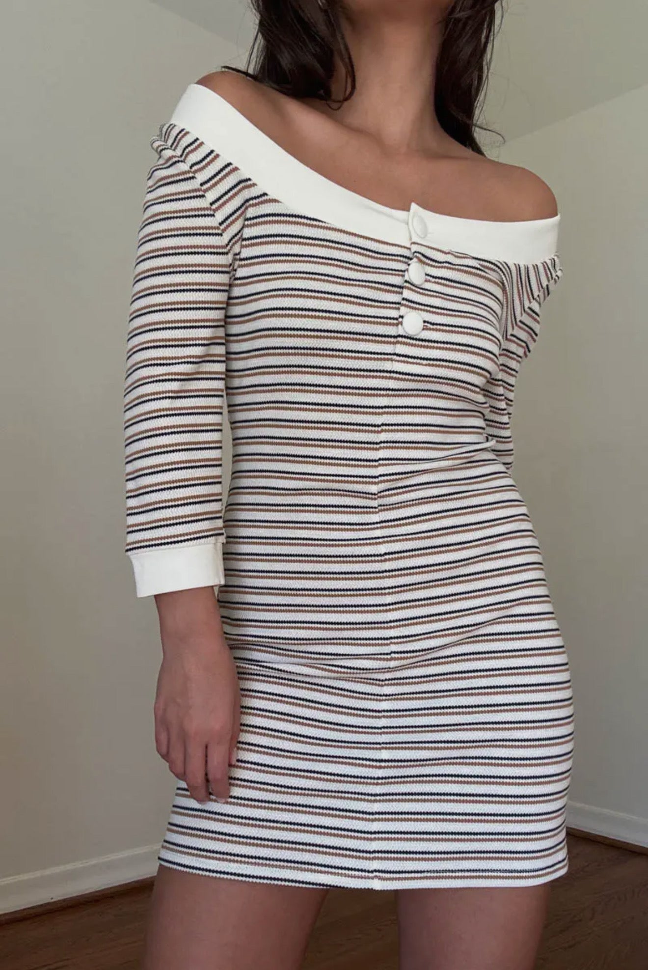 Boat Neck Low Back Mini Dress