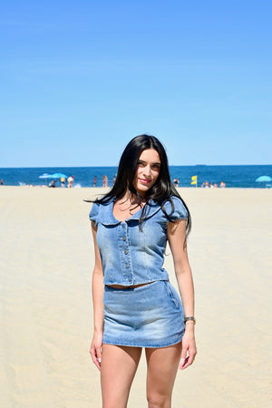 The Amelia Mini Denim Skort