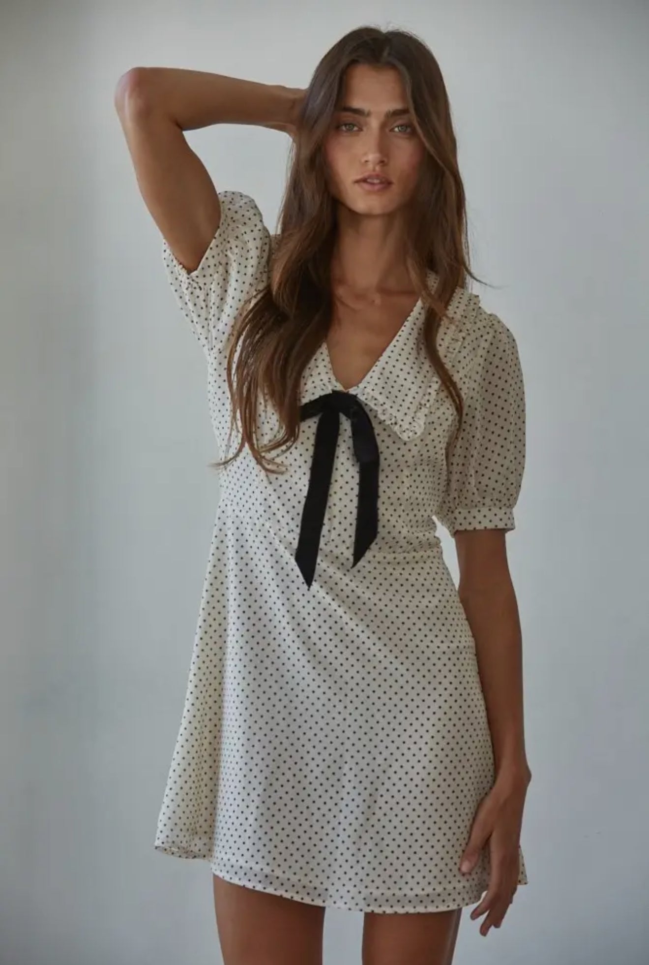 Chiffon Swiss Dot Print Mini Dress