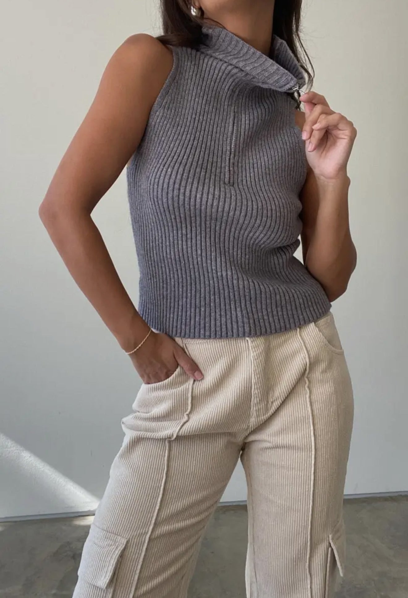 Front Half Zip Knit Top and Bolero Set
