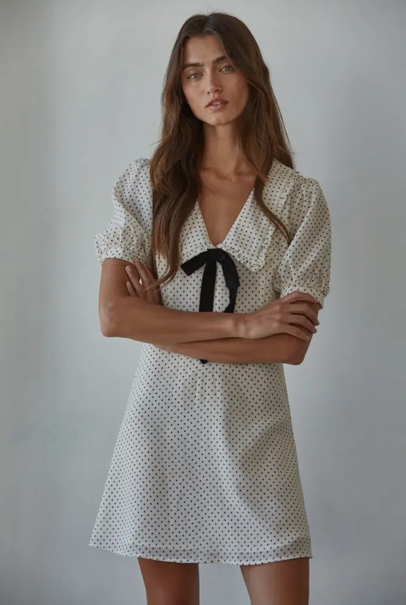 Chiffon Swiss Dot Print Mini Dress