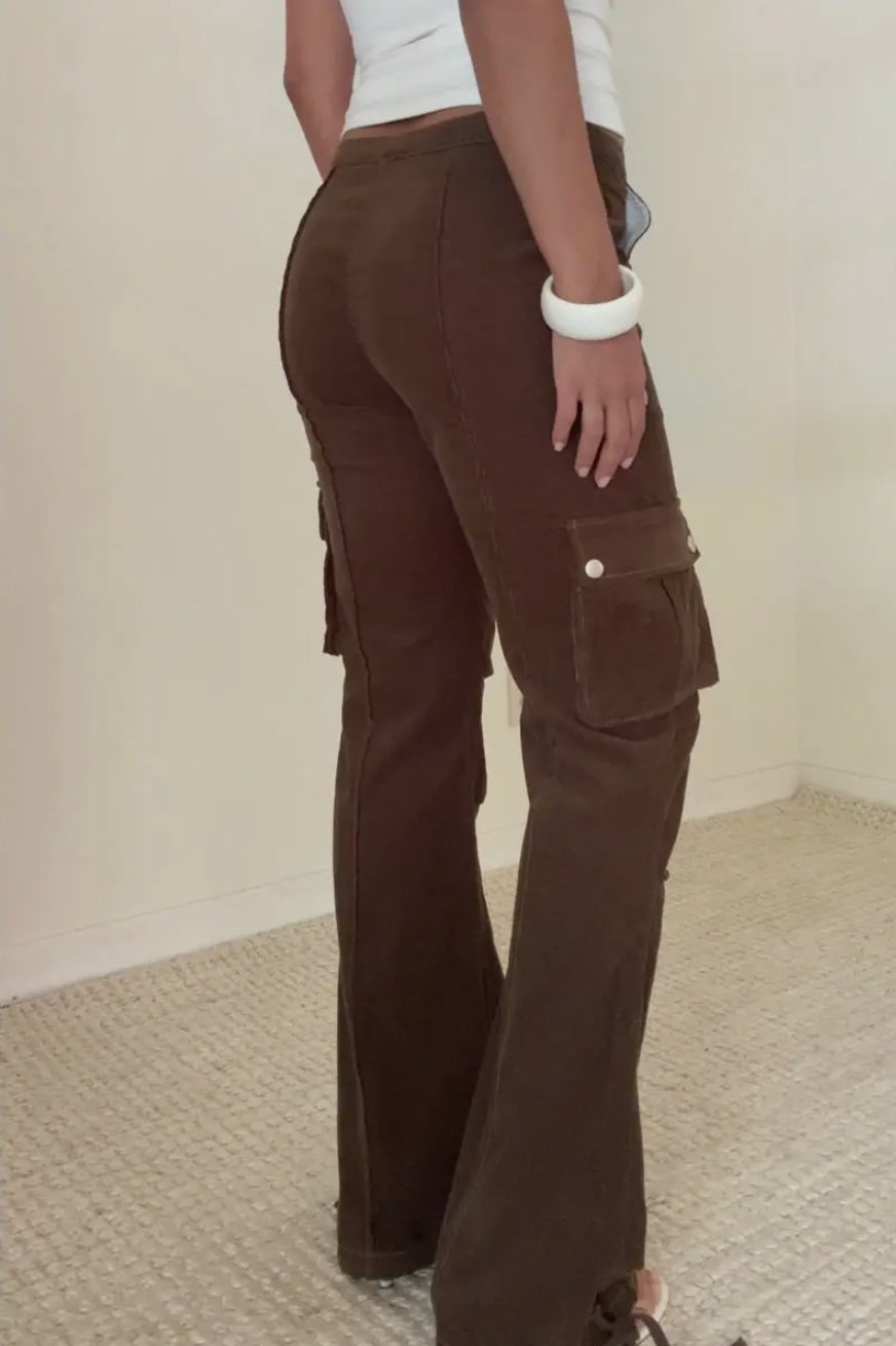 Washed Corduroy Cargo Pants
