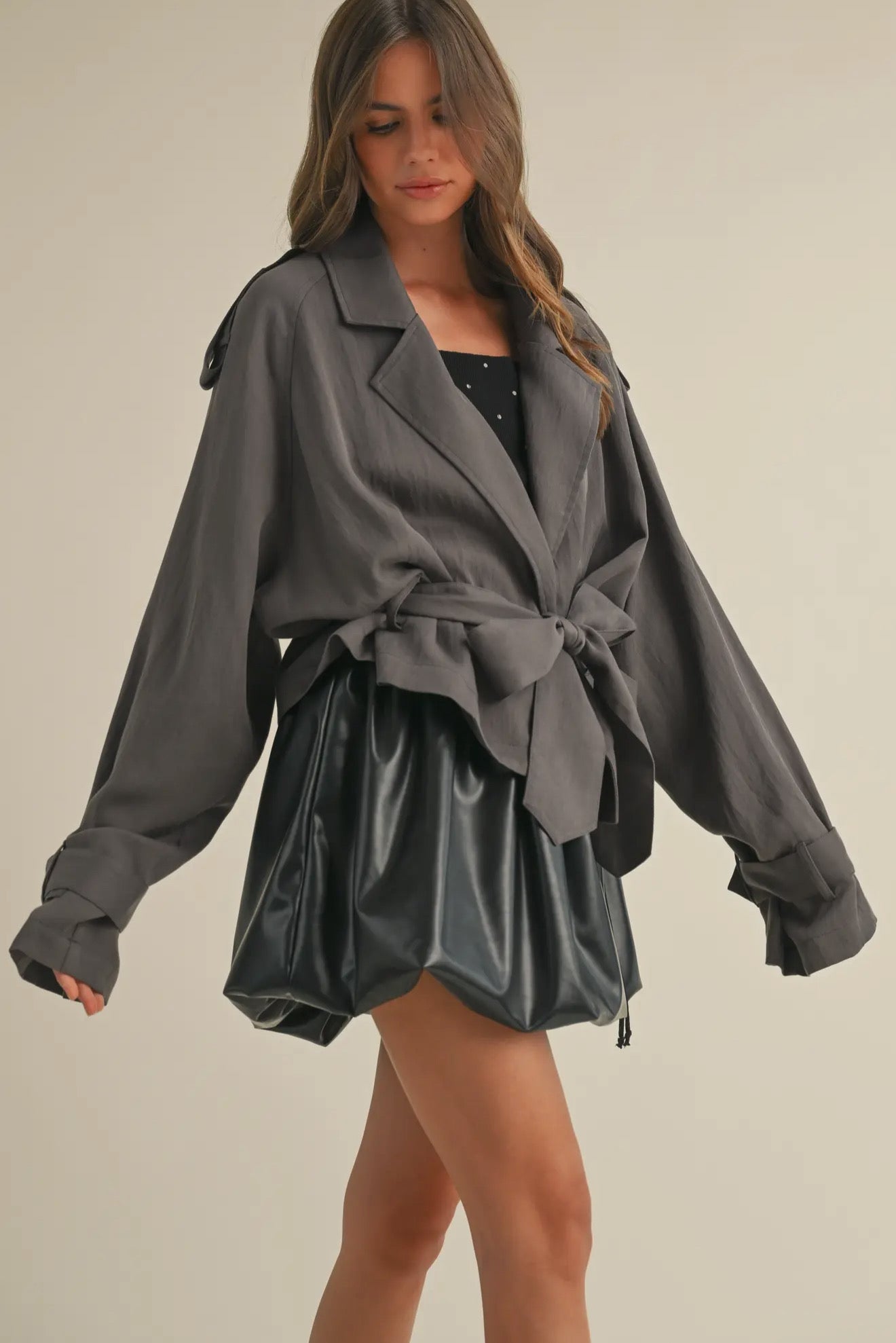 Cropped Light Weight Belted Trench