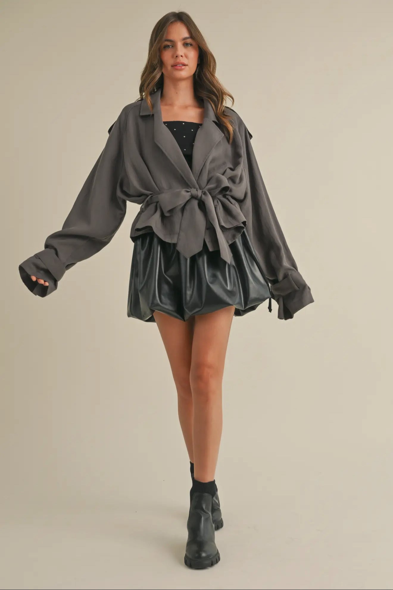Cropped Light Weight Belted Trench