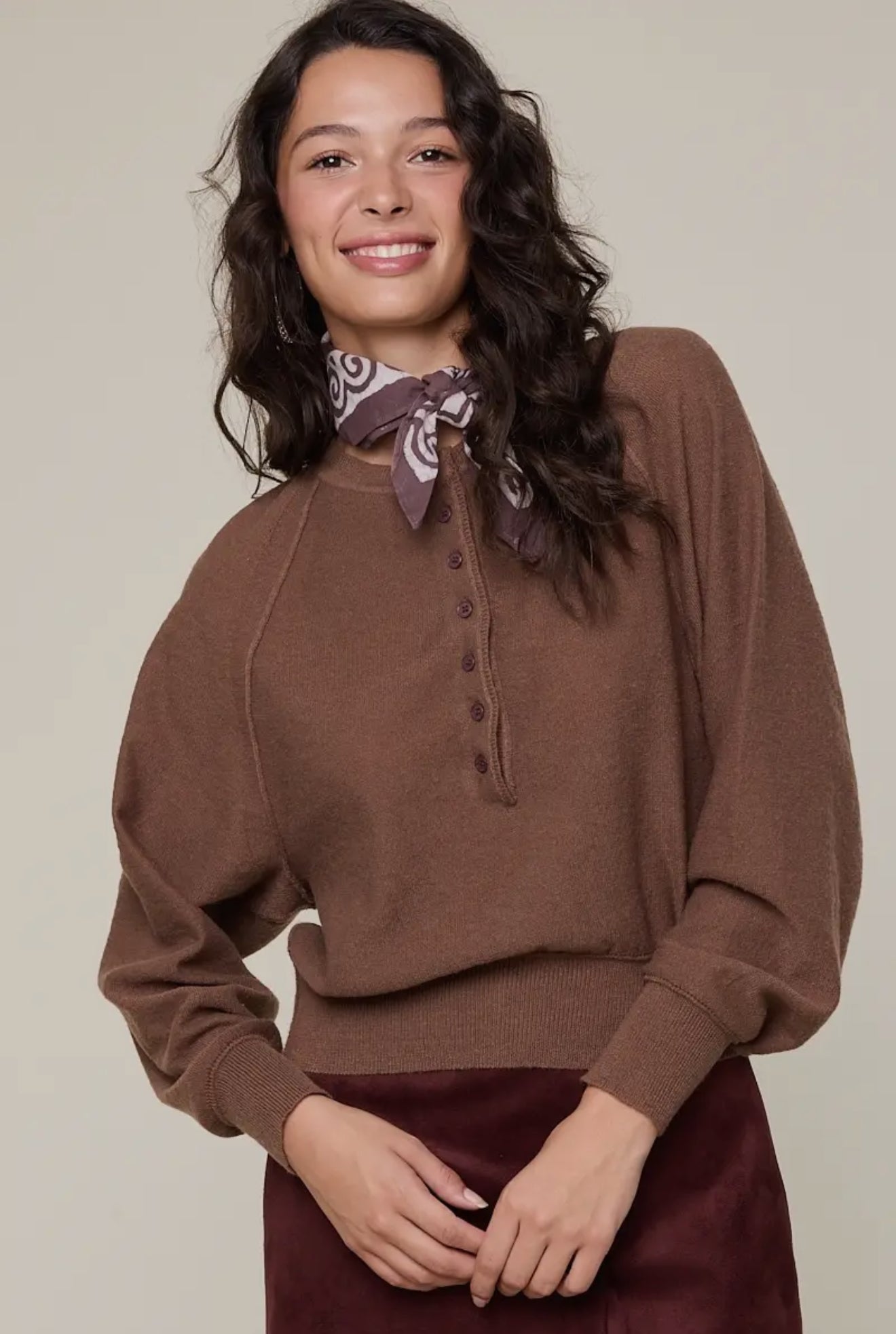 Long Sleeve Crew Neck Knit Sweater Crop Top
