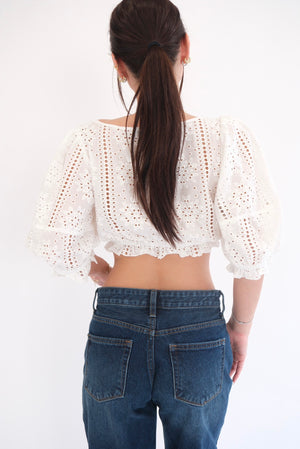 The Carly White Eyelet Top