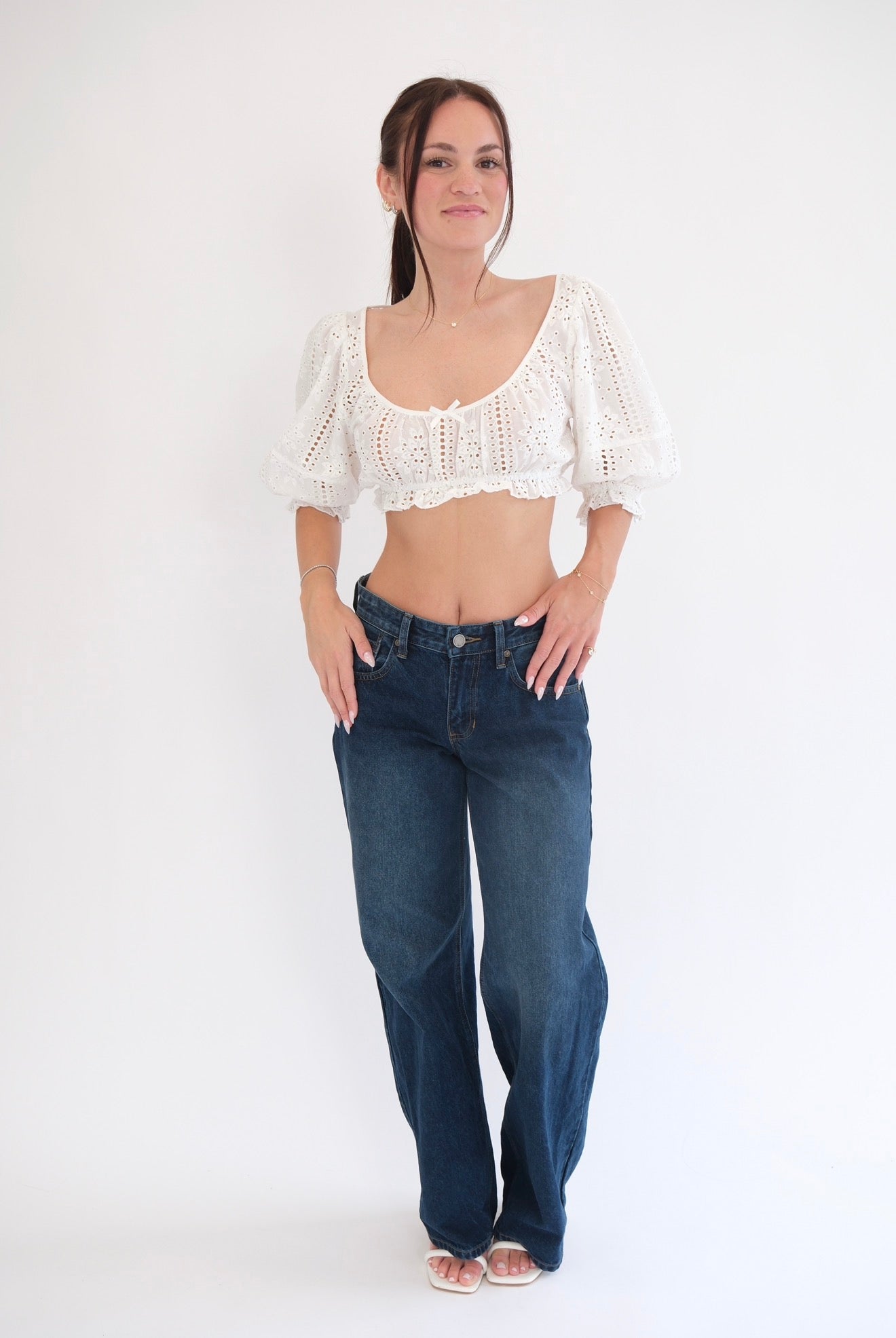 The Carly White Eyelet Top