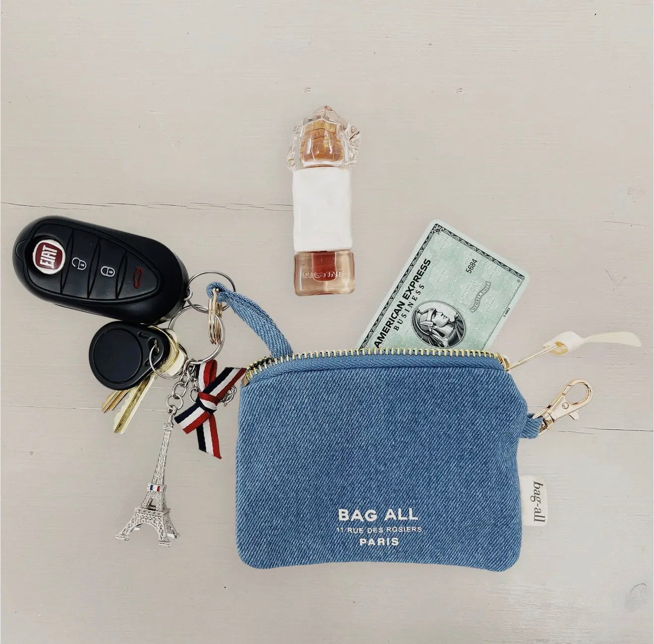 Denim Key & Card Holder