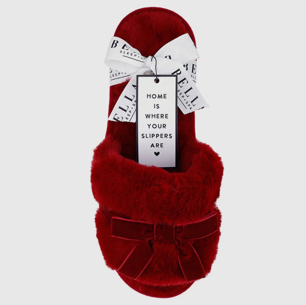 Burgundy Bow Slippers