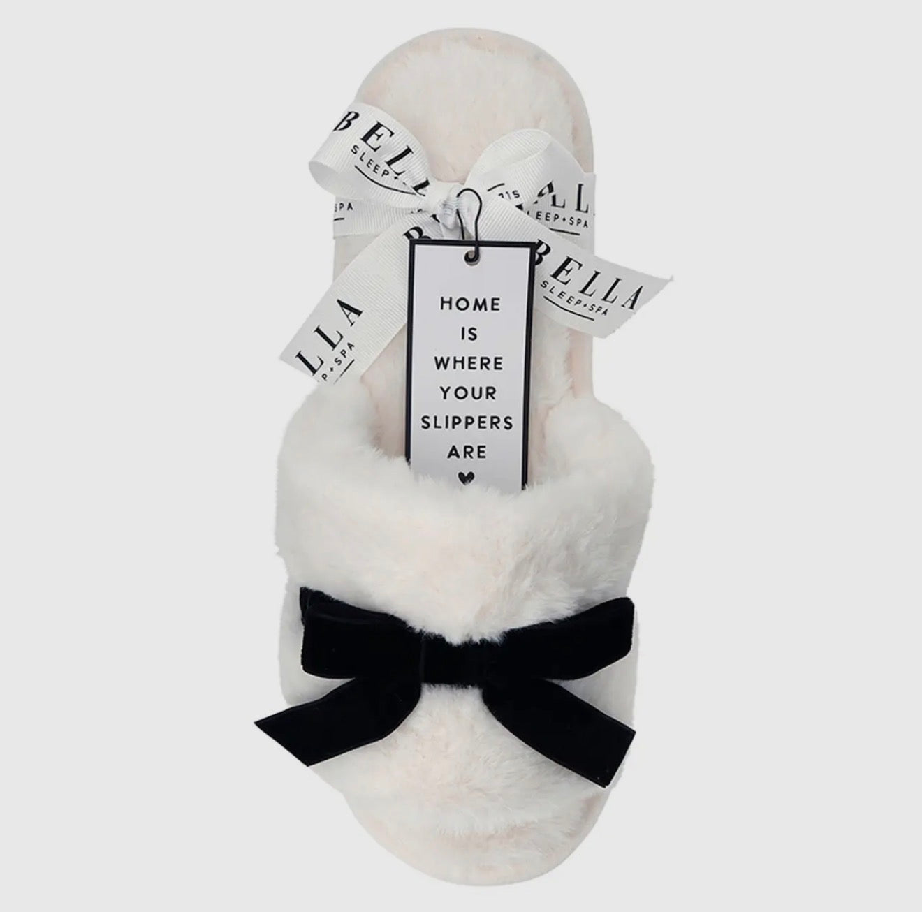 White & Black Bow Slippers