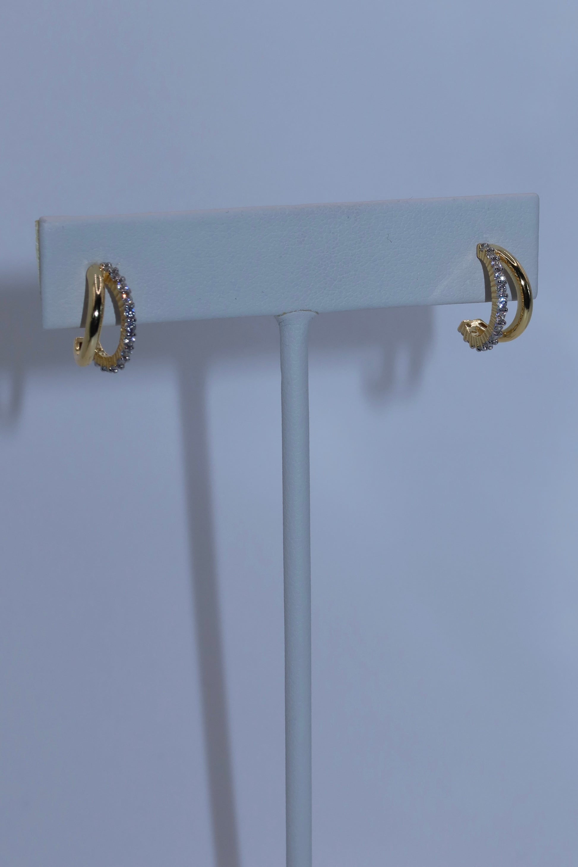 Double Studded Gold Hoop