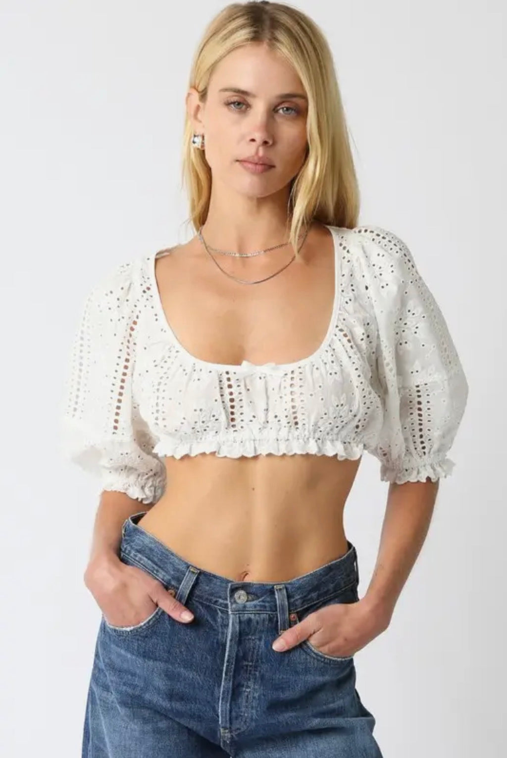 The Carly White Eyelet Top