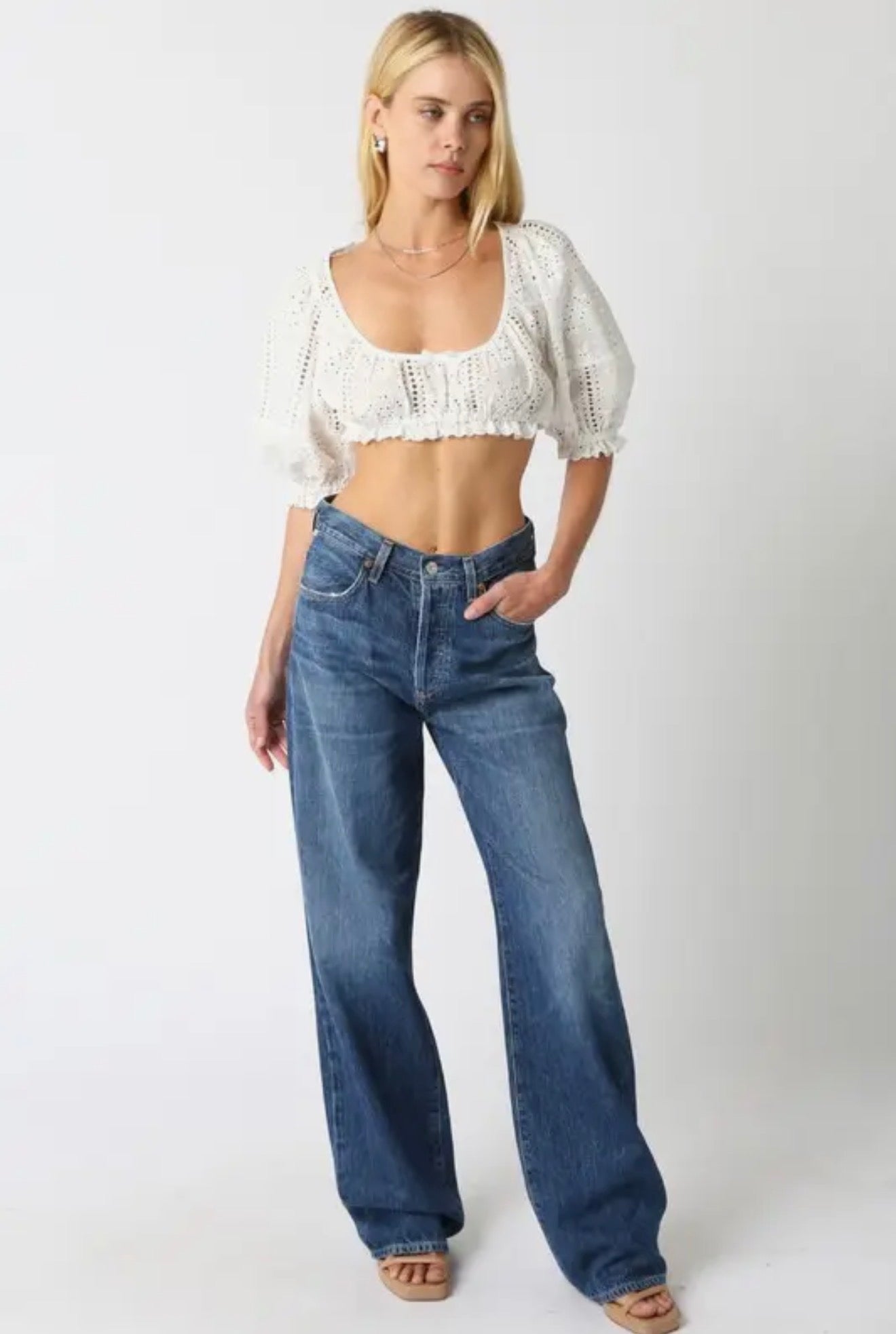 The Carly White Eyelet Top