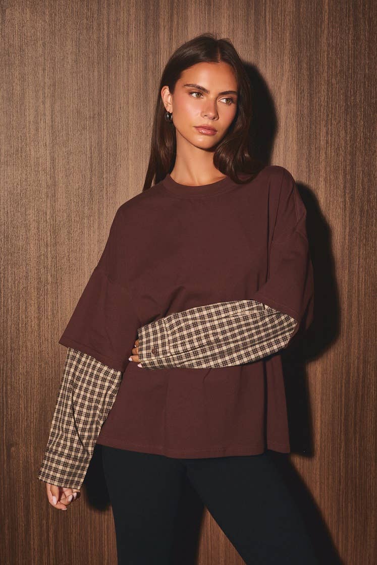Collins Contrast Plaid Top