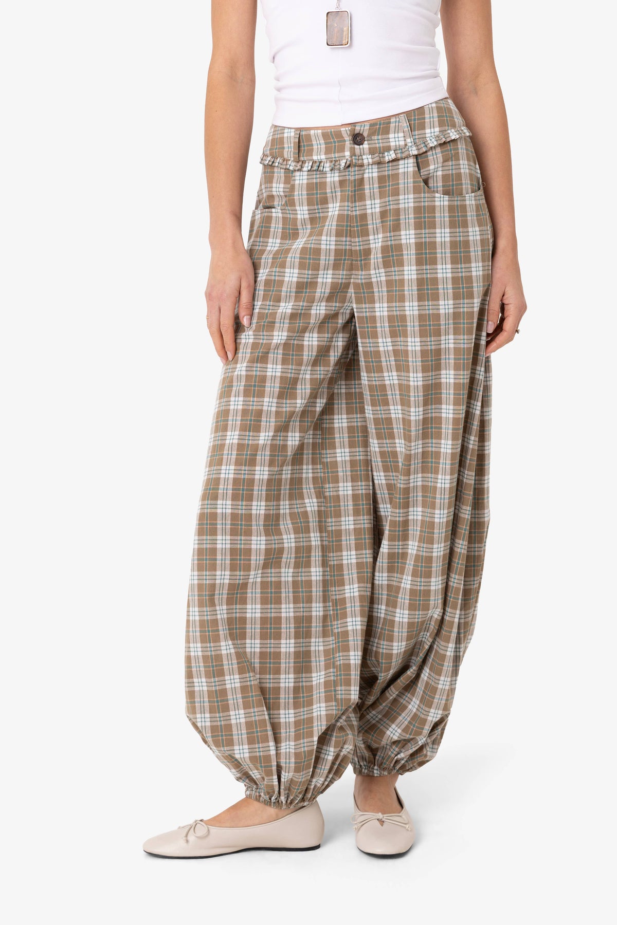 Esme Green Check Balloon Trousers
